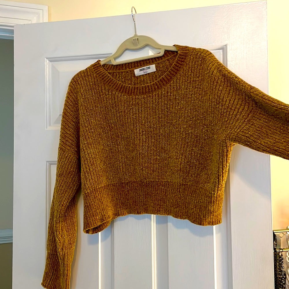 Cropped gold chenille sweater from urban outfitters